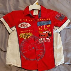 Disney lighting mcqueen button down shirt